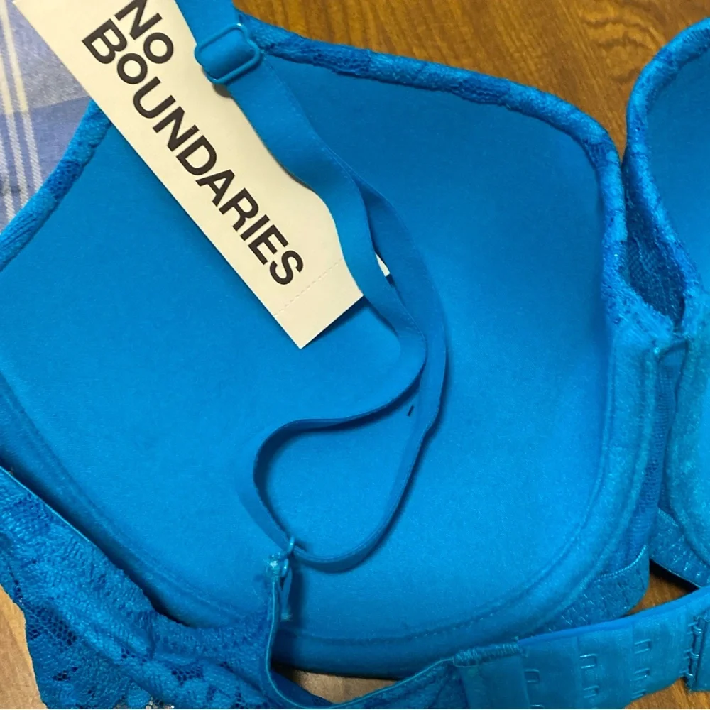 No Boundaries‎ Blue Lace Underwire Bra Size 34DD Push Up New